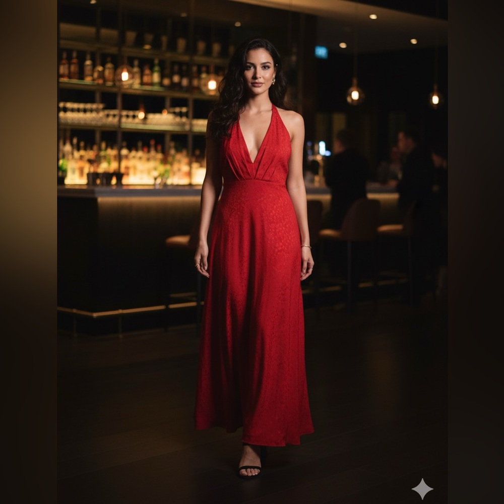 Zara Vibrant Red Backless Dress